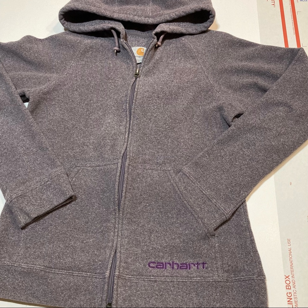 Woman’s Carhartt Purple Zip Up Hooded Sweatshirt Size Medium